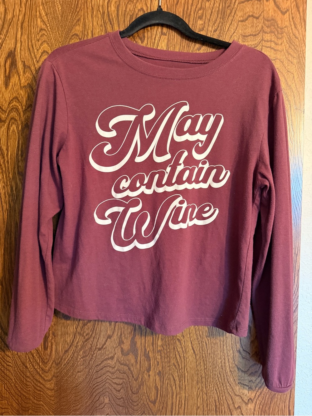 May Contain Wine Long-Sleeve Top - Burgundy